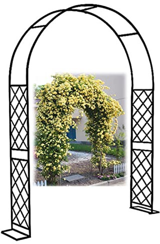 2.30m 2.5m Metallo Arco Da Giardino Arco Per Rose Padiglioni Traliccio Con Base Nero Decorazione Arco Per Piante Rampicanti Rampicanti Sostegno(Nero,250x250cm/98x98in)