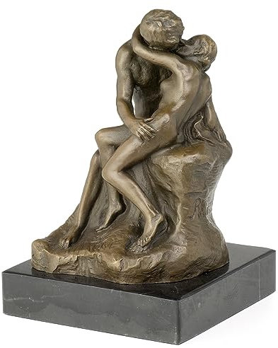 Moritz Bronzefigur Kuss von Rodin Höhe 13,5 cm 1,25 kg Skulptur Statue Antik-Stil historisch Dekoration Vintage