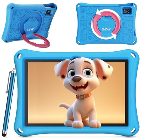 XGODY Kids Tablet 10 Zoll - Android 13 12GB RAM + 128GB ROM Tablet für Kinder mit Eva stoßfestem Gehäuse, iWawa APP vorinstalliert mit elterlicher Kontrolle Kleinkind Tablet, 7000mAh(Blau)