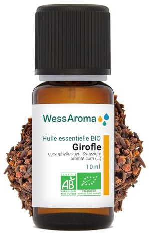 Huile Essentielle BIO de Clou de Girofle 10ML - Certifiée AB - 100% Pure & Naturelle, Chémotypée HEBBD - Pratiques agricoles durables - Analysée et conditionnée en France