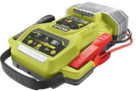 RYOBI - RJSC18-0 Booster de Démarrage 18V One+™ – Démarreur Batterie Voiture, Essence Jusqu’à 6,0 L/Diesel 5,0 L, LED Intégrée, Sécurité Anti-Étincelles