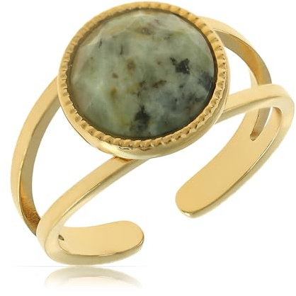 Tillverkad av Nami Boho ring guld dam med ädelsten ring justerbar av kirurgiskt rostfritt stål gåvor för kvinnor vattentäta smycken allergivänliga