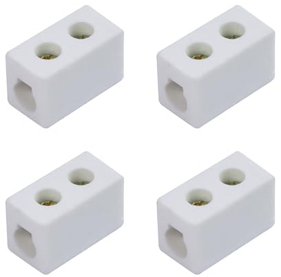 1 Way Ceramics Terminal Blocks, 30A 250V High Temp Porcelain Ceramic Connectors with 6mm Inlet Aperture for Electric Wire Cable, and Various Wiring Situations(4pcs)
