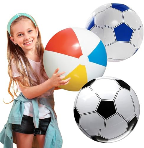 LandReCol 3 Stück Wasserball Aufblasbar, 40cm Ball Wasser Aufblasbarer, Wasserbälle Aufblasbare für Kinder Beach, für Kinder Pool Spielzeug,Wasser Klein Baby Wasserbälle, Pool-Spielzeug.