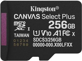 Kingston Canvas Select Plus Tarjeta de Memoria microSD 256GB micSDXC Gen3 150R A1 Adaptador de SD no Incluido - SDCS3/256GBSP