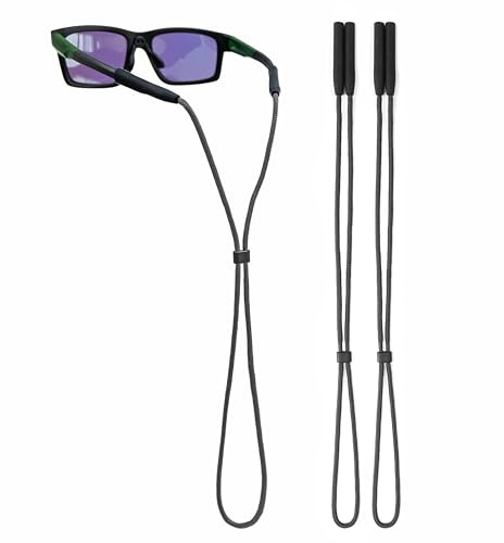 80Days Laccetto occhiali regolabile in nylon con terminali in silicone – presa sicura per occhiali da sole, da lettura o sportivi (Grey 2pcs)