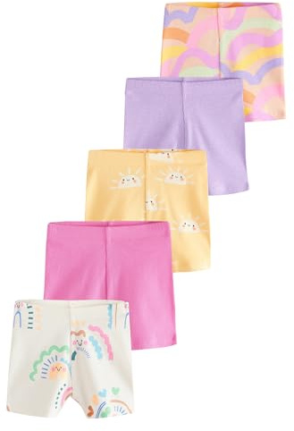 NEXT Mädchen Gerippte Radlershorts, 5er-Pack Rainbow Numeric_92-Numeric_98