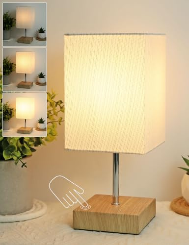 HSLighting Bedside Lamps, Touch Control Table Lamp Square