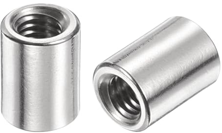 QUARKZMAN 12pcs Manchon Fileté Rond M6 en Acier Inoxydable 304, Écrous Ronds d'Accouplement Connecteurs et Mécaniques Longueur 15mm, Manchon Tige Barre Écrou à Tige pour Support, M6x15x10mm