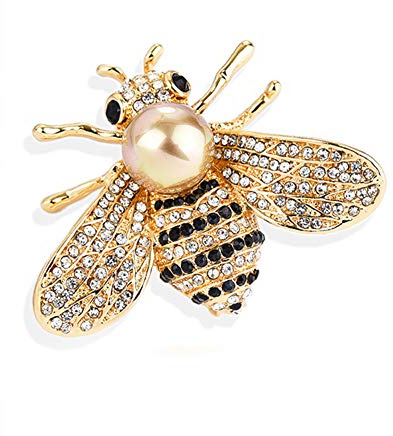Gleamart Honey Bee Brooch Pin Rhinestone Insect Animal Brooches for Girl Women Gold