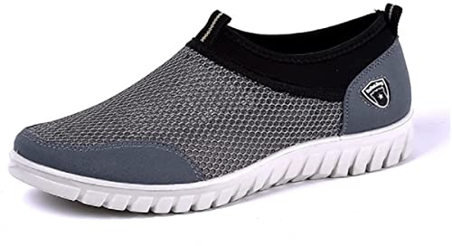 Hommes Respirant Casual Mocassins Mesh Tissu Léger Mocassins Confortable Extérieur Conduite Voyage Chaussures de Mode（Gris,43 EU