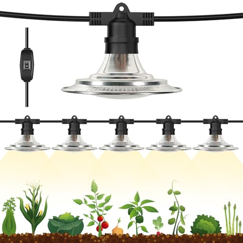 Espird utomhus LED-växtlampor för växthus 6-ljus vattentät växtlampa, fullt spektrum LED växtlampa, vattentäta växthuslampor för plantor, grönsaker, blomma