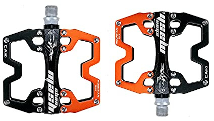 shanmashi CA110 Black Orange Mountain MTB Bike Pedals 9/16 Inch Road Bicycle Parallel Pedal Ultra-Light Aluminum Alloy Bearing Cycling Flat BMX Pedal