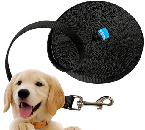 Edipets, Training Lead for Dogs, Dog Lead, Strong Tape, 1.5m / 3m / 5m / 10m / 15m Long, Nylon, for Puppy, Small, Medium and Large Dogs, Red, Black or Blue (3 m, Black)