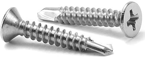 #8 x 1 Sheet Metal Screws 100Pcs 410 Stainless Steel Flat Head Tek Screws Fast Self Tapping Screws by SG TZH