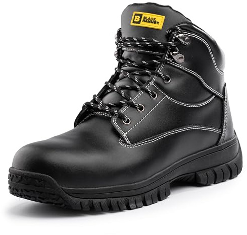 Stivali Antinfortunistici Black Hammer Uomo - Puntale in Acciaio e Protezione dell'Intersuola, Resistente all'acqua, Scarpe da Lavoro per Attività all'Aperto Progettato per Stile e Comfort Max (44 EU)