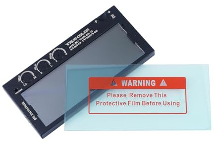 Auto Darkening Welding Helmet Filter Lens 2 x 4 1/4 with Anti-Slip Grooves,Variable Shade 5~13 for TIG,MIG and Stick Welding,True Color Technology,Easy to See,Lithium Battery and Solar Powered