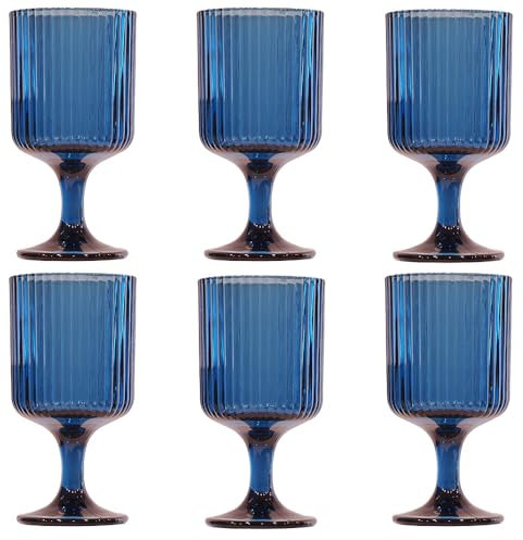 KEDEA 6 Wasserkelch mit Glanzeffekt, elegantes Rotweinglas, spülmaschinenfest, Gläser aus Pasta Farbe, mehrfarbig Kollektion Charleston Blauer Wasserglas