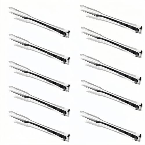 JUNEYES Lot de 10 mini pinces à sucre glacé en acier inoxydable pour aliments, bonbons, pain, gâteaux, cuisine, fête de mariage, bar