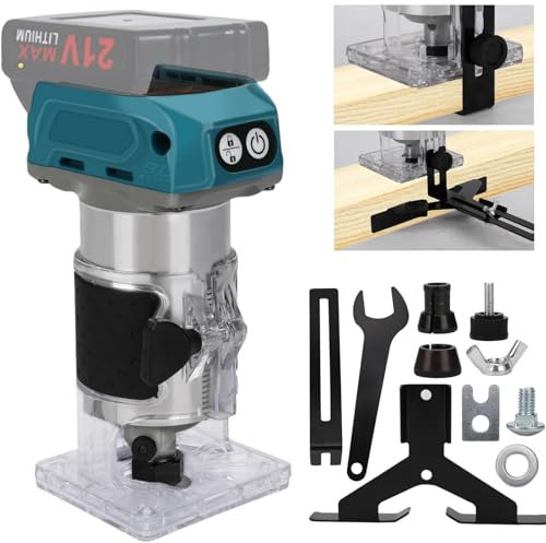 Cordless Wood Router Trimmer Compatible with Makita 18V Battery, 800W Brushless Motor, 30000RPM Hand Palm Router for Woodworking, Palmming (No Battery)