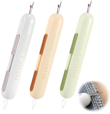 KSOIQPU Lot de 3 enfile-fils rétractables 2 en 1 pour couture et travaux manuels, Passe Fil Portable, decoud vite, amateurs de couture,enfile aiguille,Enfile-aiguille multifonctionnel