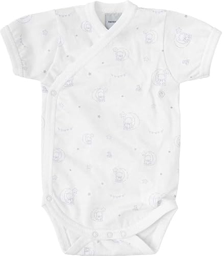 BABIDU Body Bebé Cruzado Manga Corta con Estampado de Ositos, Algodón 100%, Cierre Lateral con Corchetes y Entrepierna, Suave, Transpirable e Hipoalergénico, Fácil de Poner, Unisex