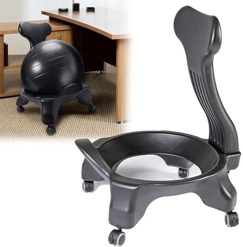 EXCLURA Sedia Palla Ufficio Base per Sedia con Palla da Yoga Mobile con Ruote, Telaio Ergonomico per la Stabilità, Supporto per Sedia da Ufficio con Seduta Attiva, Supporto per Sedie