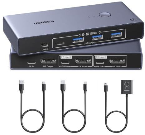 UGREEN Switch KVM Displayport 8K 60Hz 2 Entradas 1 Salida