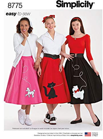 Simplicity 8775 Damen 1950er Jahre Vintage Rockabilly Pudel Rock Schnittmuster Größe 40-50