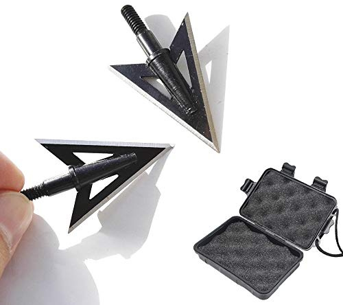 ZSHJG 10pcs Chasse Pointes de Flèches 2 Lames Broadheads 100Grains Têtes de Flèche à Lame Fixe avec Broadheads Box pour Arbalète et Arc à Poulies (Type 2)