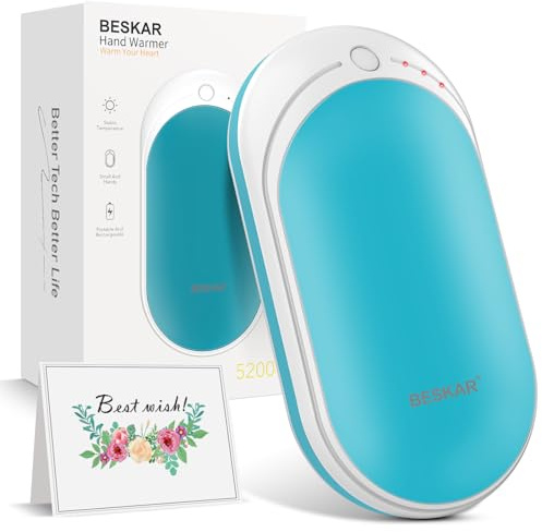 BESKAR Rechargeable Hand Warmer, 5200mAh Electric Hand Heater