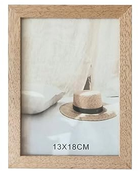 LIN HOME RS02142 Marco de Fotos de Madera Natural para Fotos 13x18 cm, Portafotos Vertical con Veta Original, Decoración de Pared para Salón, Dormitorio, Pasillo y Oficina