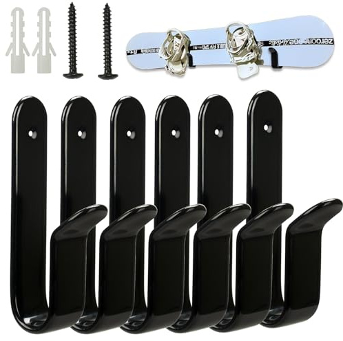 Rolitwils Snowboard Wall Mount Clips, Horizontal Skateboard Wall Mount,Snowboard Wall Rack, Storage Snowboard Display Stand for Room, Garage 6p (6p)