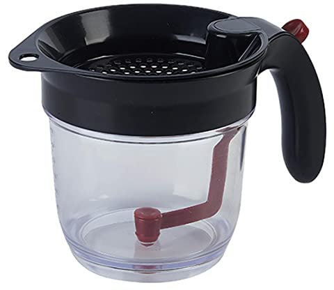 Fat Separator Cup, 5.90 x 5.90inch Gravy Fat Separator, Clear Fat Separator with Scale, Gravy Oil Fat Separator, Easy to Use Gravy Jug Fat Separator Cup, Kitchen Grease Separator for Gravy, Oil, Soups