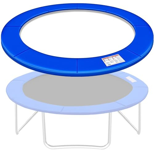 PEILU Coussin de Protection de Trampoline 30cm Large Couverture à Ressorts en PVC Résistant aux UV avec Sangles Fixes Tapis Pliable pour Trampolines d'intérieur et d'extérieur (Ø366cm, Bleu)