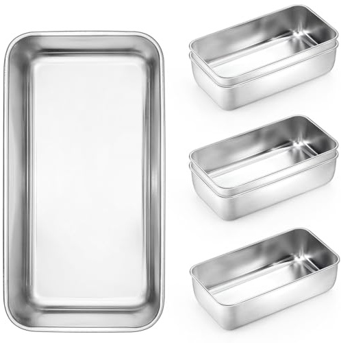 Onader 6 Pack Loaf Pans for Baking Bread, 9 x 5 Inch Stainless Steel Deep Meatloaf Toast Baking Pan Set