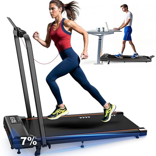 Laufband Für Zuhause Klappbar Walking Pad mit Steigung 7%: 2.5HP Motor 12km/h Klappbar Laufband mit Neigung,125KG Belastbarkeit,2 Steuerungsmodi