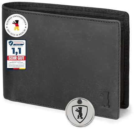 Berliner Bags Vintage Geldbörse, Portmonee aus Leder, Geldbeutel mit TÜV-geprüftem RFID-Schutz, für Herren - Dunkelgrau