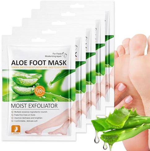 5 Pairs Foot Peel Mask for Hard Skin, Exfoliating Foot Peel Mask, Callus Remover, Aloe Deep Hydration, Nourishing, Repairing, for Daily Foot Care