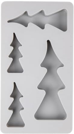 Rayher Silikon Gießform Tannenbäume, 4 Einzelmotive, Formgröße 14,5 x 26 x 2 cm, Dekoration Weihnachten, Ausgießen mit Kreativ-Beton, Schmuck-Beton, Raysin-Gießpulver, Wachs, 36191000