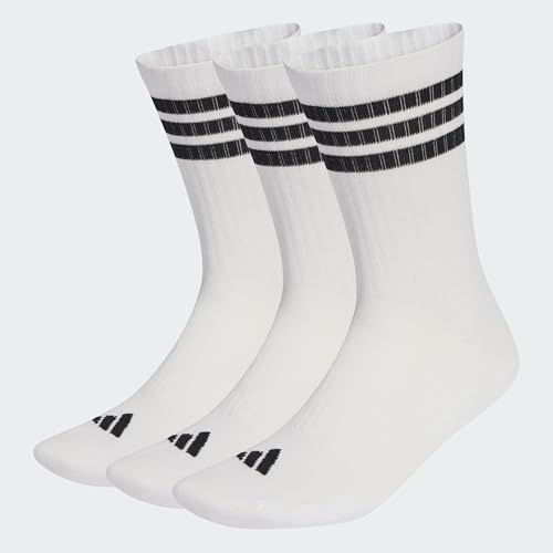 adidas Unisex 3STRIPES CUSHIONED SPORTSWEAR CREW SOCKS 3 PAIR PACK, white/black/black, 8.5-10
