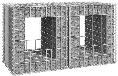 Mokuyary Pali per cestello di gabbione, 2 pezzi, 50 x 50 x 60 cm, in ferro, gabbie per pietre, bordo del giardino, recinzione da giardino, griglia di gabbione, per esterni, terrazza, cortile, prato