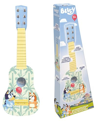 Lexibook, Bluey, Ma première Guitare pour Enfant, 6 Cordes en Nylon, 53 cm, Guide Inclus, Bleu, K200BYLXB
