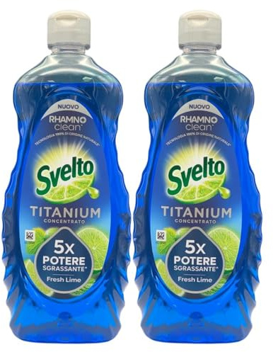 Detergente per Stoviglie a Mano, Titanium Concentrato, 5X Potere Sgrassante, 650ml, Disponibile in Varie Profumazioni (2 Unità, Fresh Lime)