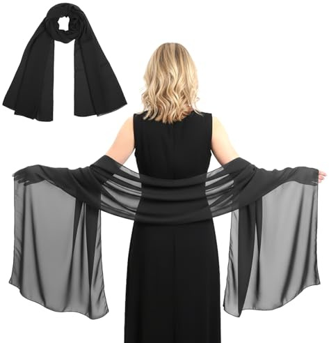 DOPENSPI Chiffon Shawls and Wraps for Women, 78.7x27.6in Lightweight Chiffon Scarf Soft Wedding Evening Bridal Scarf for Evening Party Dress Cover Up