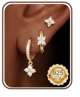 MILACOLATO 3 Paires Boucles d'Oreilles Femmes Argent 925 Piercing Oreille | Creoles Argent Femme Hypoallergénique, Clous d'Oreilles Plaquée Or 14K, Cartilage Boucle Doreille Multiple Piercings