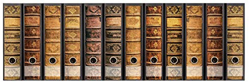 codiarts. Ordnerrücken selbstklebend für 12 breite Ordner - Buchrücken Etiketten-Set gestantzt mit Griffloch - Rückenschild breit Vintage Motiv - Rückenschilder alte Bücher - Aufkleber zum Beschriften