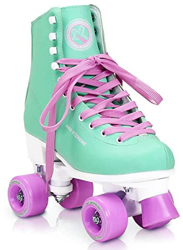Nils Extreme Rollschuhe für Damen Mädchen und Kinder NQ8400S - Quad Roller aus Kunstleder – Disco Skates - Rollerskates 35 - Minze