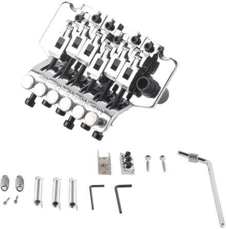 Floyd Rose Electric Guitar Metal Tremolo Bridge Replacement with Double Rocking Spring Stabilizer (Silver)