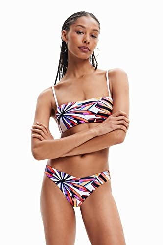Desigual Woman Knit Swimwear Bandeau Conjunto de Bikini, Blanco, XS Mujeres